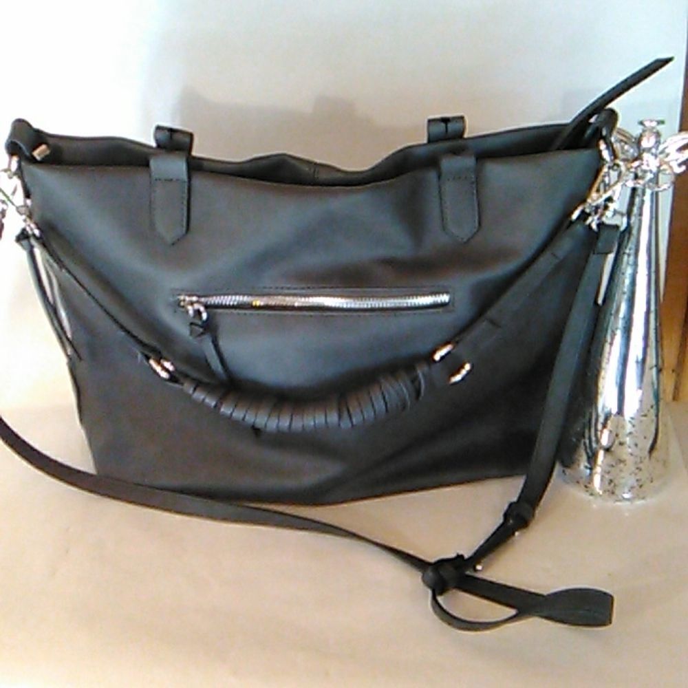 INC International Concepts Gray Vegan Convertible Hobo/Tote